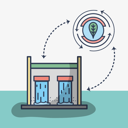 tanks to hydraulic energy around of water vector illustrationのイラスト素材