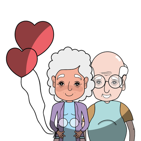 old coupe people with glasses and hairstyle vector illustrationのイラスト素材