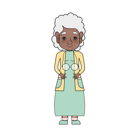 old woman with hairstyle and casual clothes vector illustrationのイラスト素材