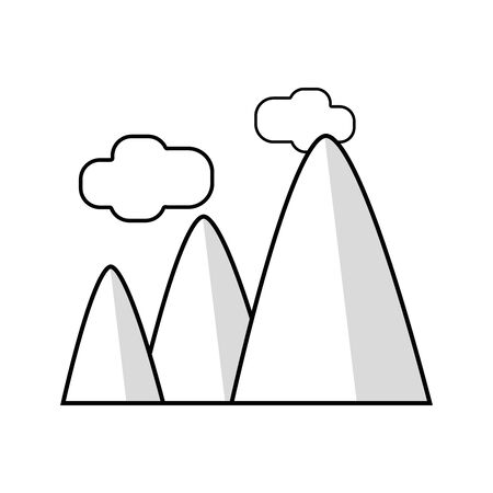 line mountains with clouds and natural landscapeのイラスト素材