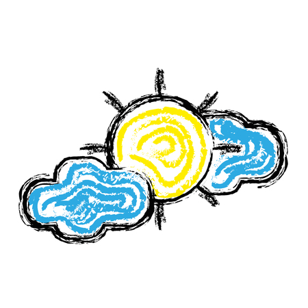 sun with clouds to natural weatherのイラスト素材