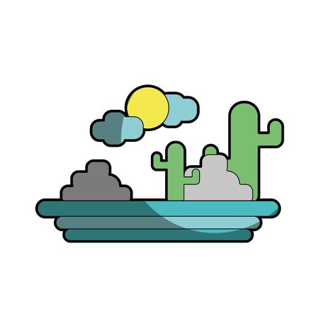 cactus with sun natural aventureのイラスト素材