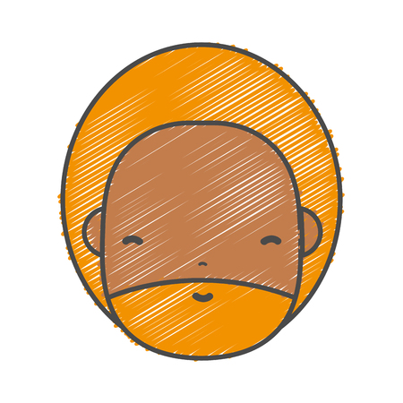 man face with beard and hairstyle to avatar kawaiiのイラスト素材