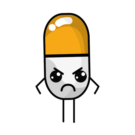 kawaii cute angry pill pharmaceutical medicineのイラスト素材