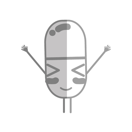 line kawaii cute funny pill pharmaceutical medicine vector illustrationのイラスト素材