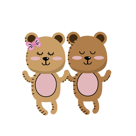 Cute animal couple bear together vector illustrationのイラスト素材