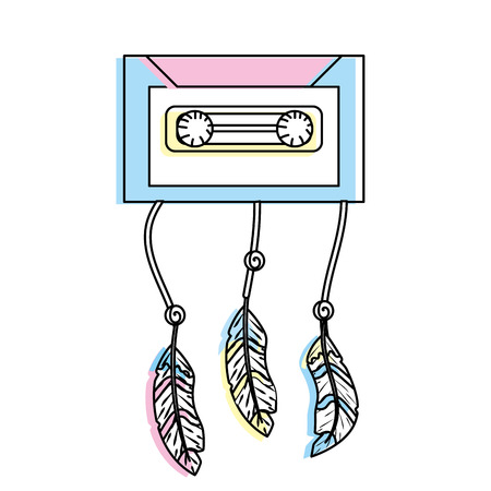 technology cassete with feathers designのイラスト素材