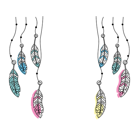 beauty feathers hanging to design decorationのイラスト素材