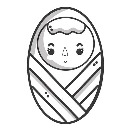 line baby boy with pacifier and hairstyleのイラスト素材