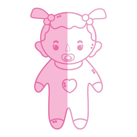 silhouette baby girl with pacifier and hairstyleのイラスト素材