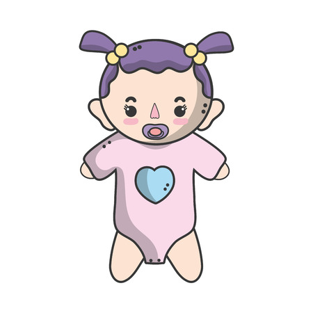 baby girl with pacifier and hairstyleのイラスト素材