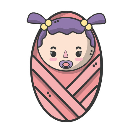 baby girl with pacifier and hairstyleのイラスト素材