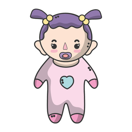 baby girl with pacifier and hairstyleのイラスト素材