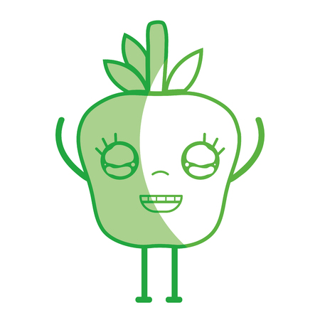 Silhouette kawaii cute happy apple fruitのイラスト素材