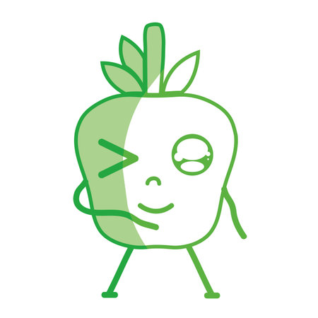 silhouette kawaii cute funny apple fruitのイラスト素材