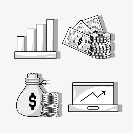 set financial business to commerce economy vector illustrationのイラスト素材