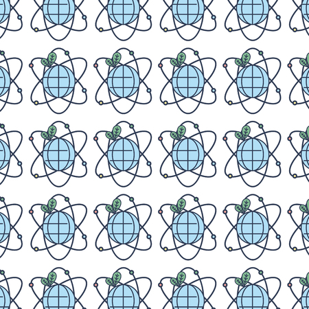 global earth planet with leaves and orbits background vector illustrationのイラスト素材