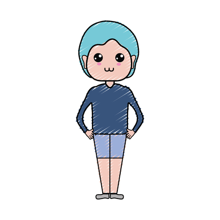 A cute man with hairstyle design vector illustration.のイラスト素材