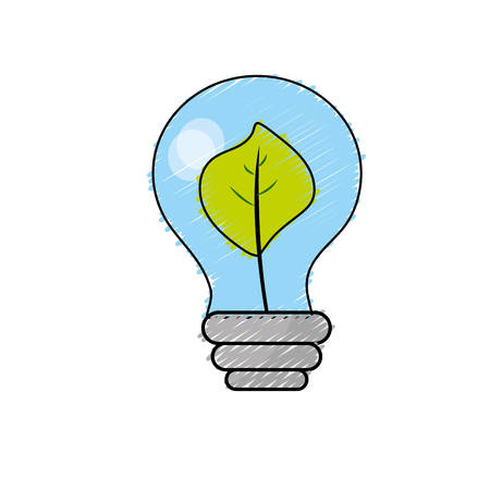 energy bulb with leaf inside to environment careのイラスト素材