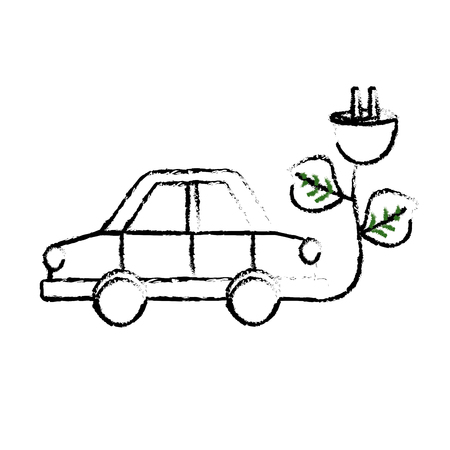 figure car transportation with power cable and leaves vector illustrationのイラスト素材