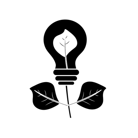 contour energy bulb plant with leaves to ecology care vector illustrationのイラスト素材