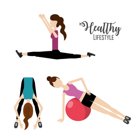 woman healthy lifestyle to do exerciseのイラスト素材