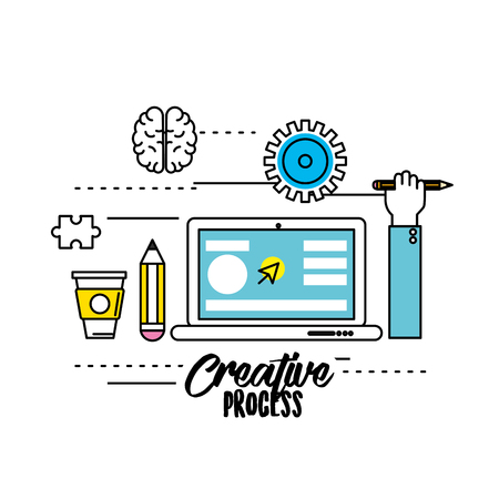 creative process with ideas icons designのイラスト素材