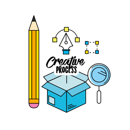 creative process with ideas icons designのイラスト素材