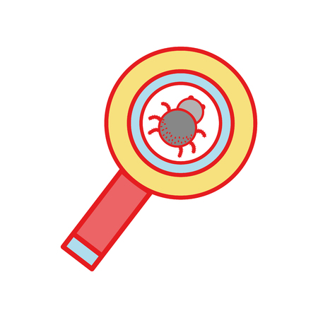 magnifying glass with spider insect insideのイラスト素材