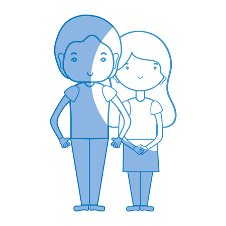 silhouette beauty couple together with hairstyle designのイラスト素材
