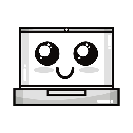line kawaii cute tender laptop technologyのイラスト素材