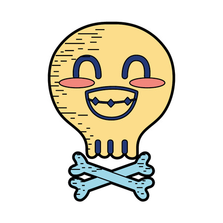 kawaii cute tender skull with bonesのイラスト素材