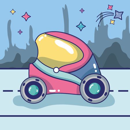 futuristic car innovation in the streetのイラスト素材