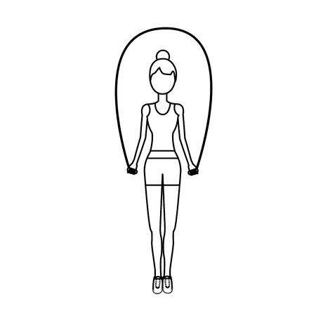 line woman jumping to do exerciseのイラスト素材