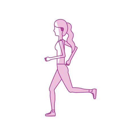 silhouette healthy woman doing exerciseのイラスト素材