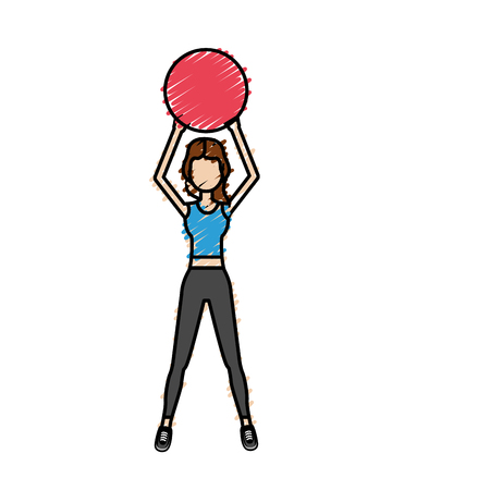 healthy woman doing exercise with ball vector illustrationのイラスト素材