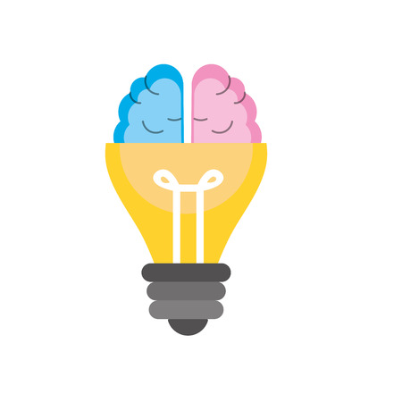 bulb with brain to creative idea vector illustrationのイラスト素材
