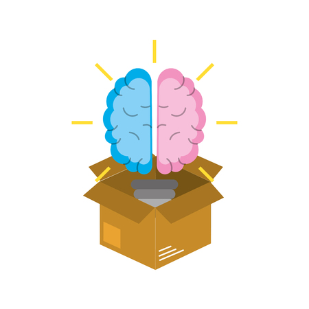 box with creative bulb brain inside vector illustrationのイラスト素材