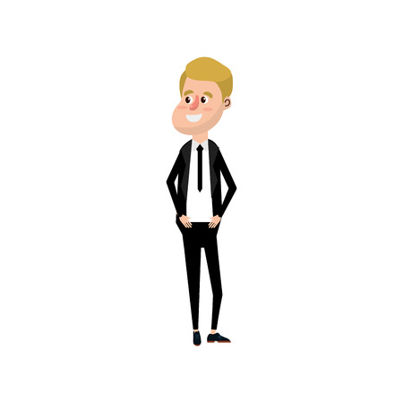 Happy groom with hairstyle and elegant suit vector illustration.のイラスト素材