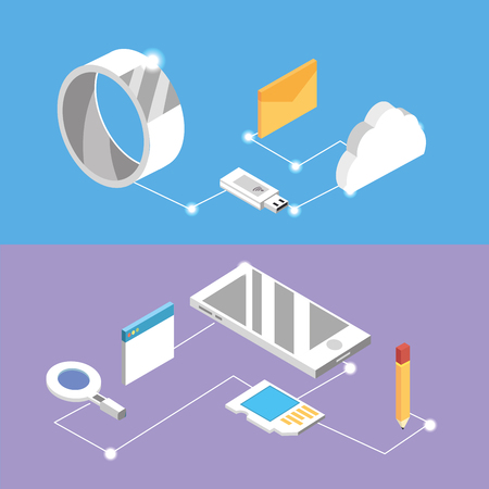 set technologies with data services connectionのイラスト素材