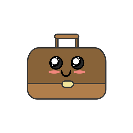 kawaii cute happy briefcase iconのイラスト素材