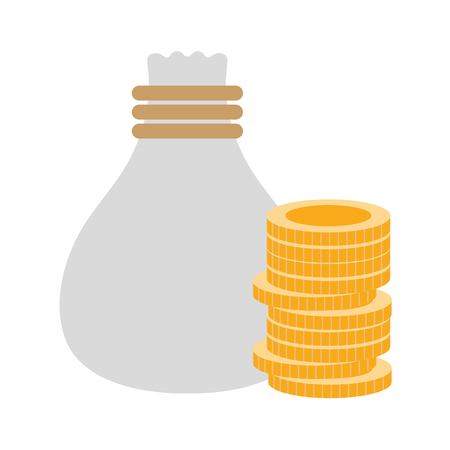coins cash money with bag vector illustrationのイラスト素材