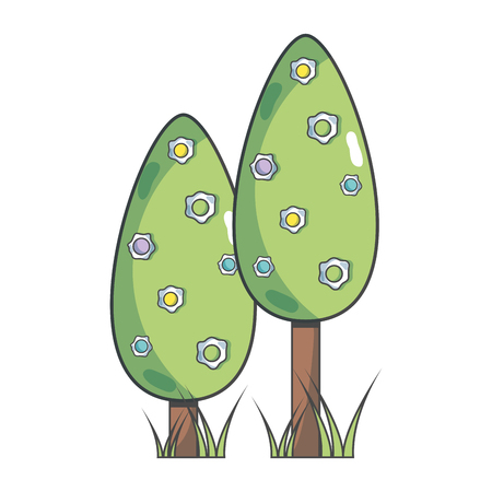 natural trees with branches to ecology care vector illustrationのイラスト素材