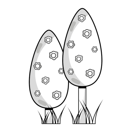 line natural trees with branches to ecology care vector illustrationのイラスト素材