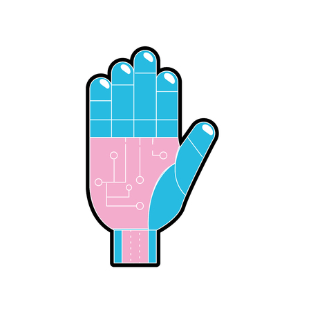 A hand with circuits and cyberspace interface connection vector illustration.のイラスト素材
