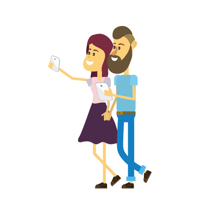 Couple with smartphone in the handのイラスト素材