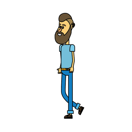 A cute man with hairstyle design and clothes vector illustration.のイラスト素材