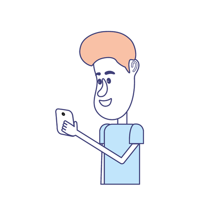 nice man with hairstyle and smartphone in the handのイラスト素材