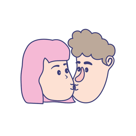 avatar couple face kissing with hairstyle designのイラスト素材