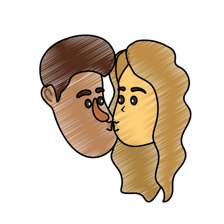 avatar couple face kissing with hairstyle designのイラスト素材